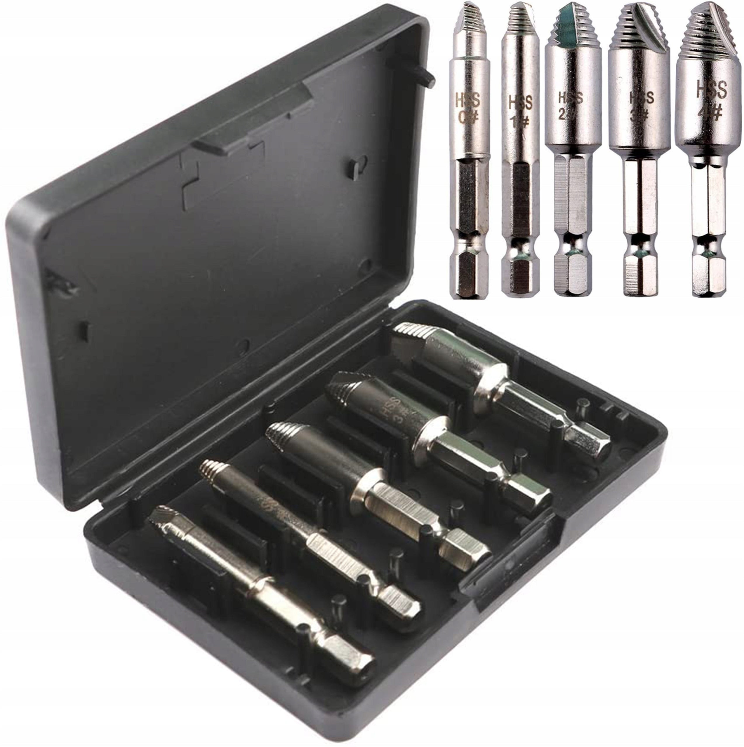 EXTRACTORS FOR BROKEN SCREWS HEX SET 1/4 5 EL