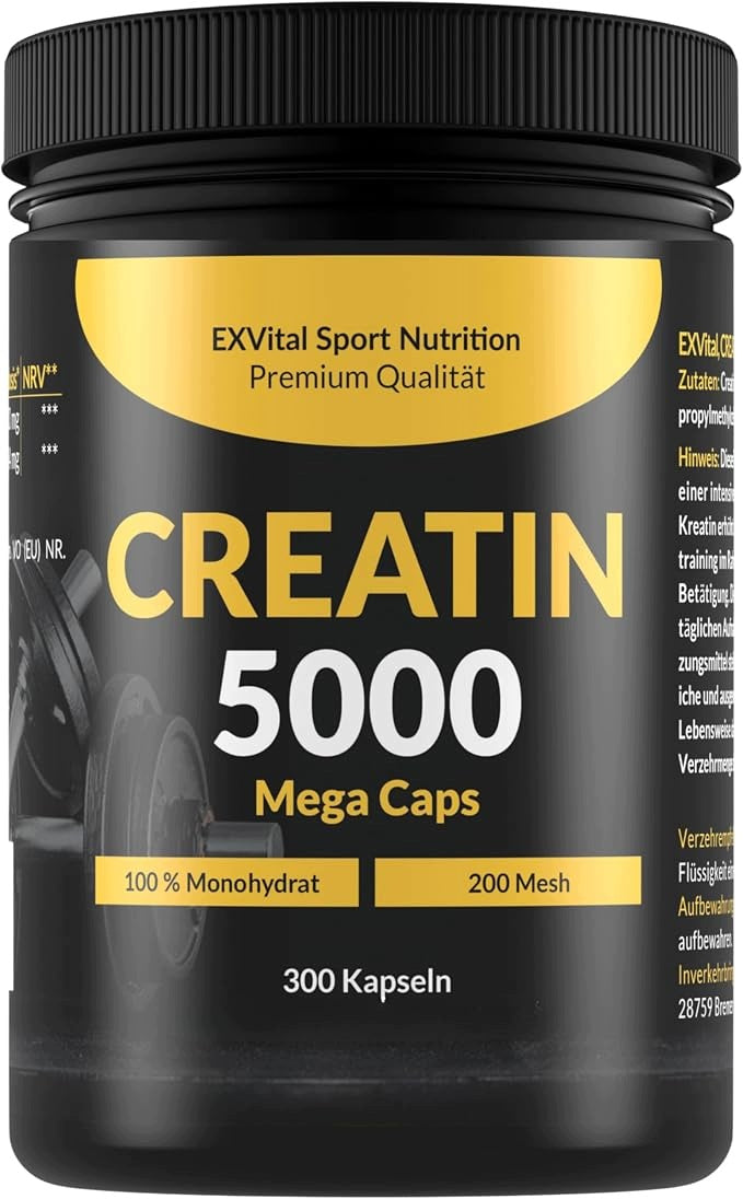 EXVital Sport Nutrition Creatine 5000 MEGA CAPS 300 caps Creatine Monohydrate