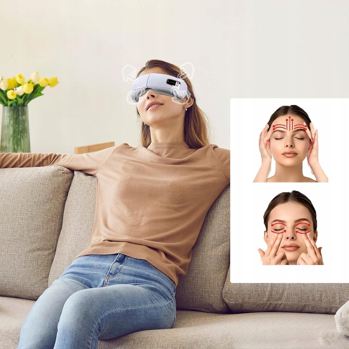 EYE FACE MASSAGER WITH WARM COMPRESS 5 MODES OF BLUETOOTH MASSAGE WHITE Brand no brand