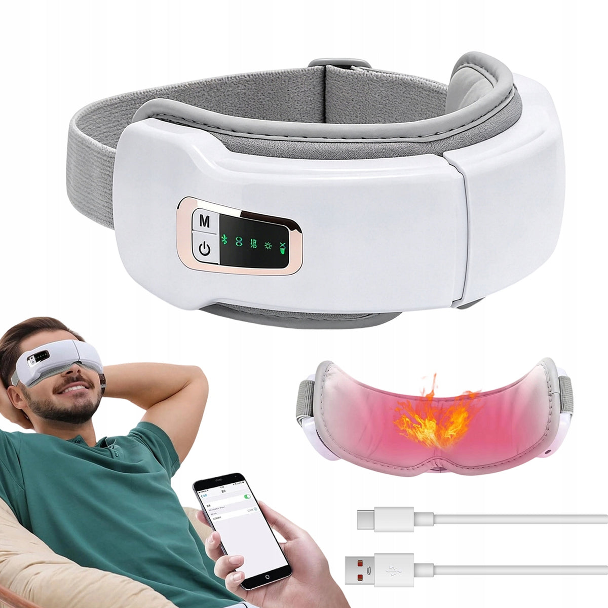 EYE MASSAGER SMART RELAXATION WITH VIBRATION HEATING BLUETOOTH
