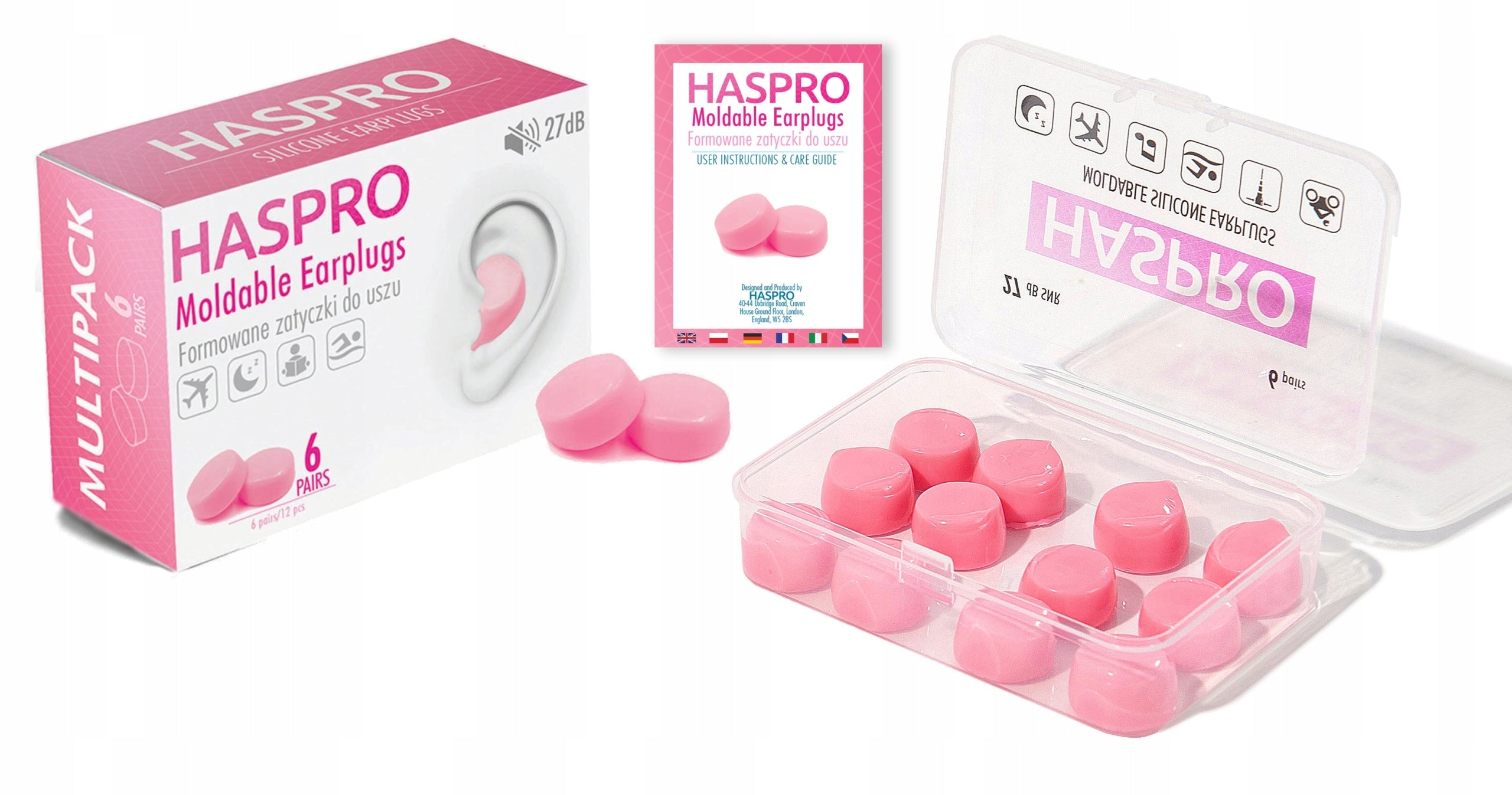 Ear Plugs Stoppers Haspro Universal 6 Pairs Number of pieces on offer 12 szt.