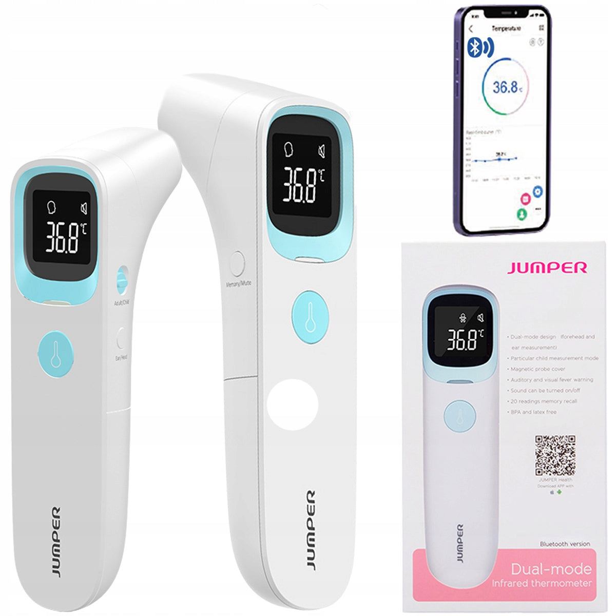 Ear forehead thermometer UNIVERSAL JUMPER TOUCHLESS MEDICAL