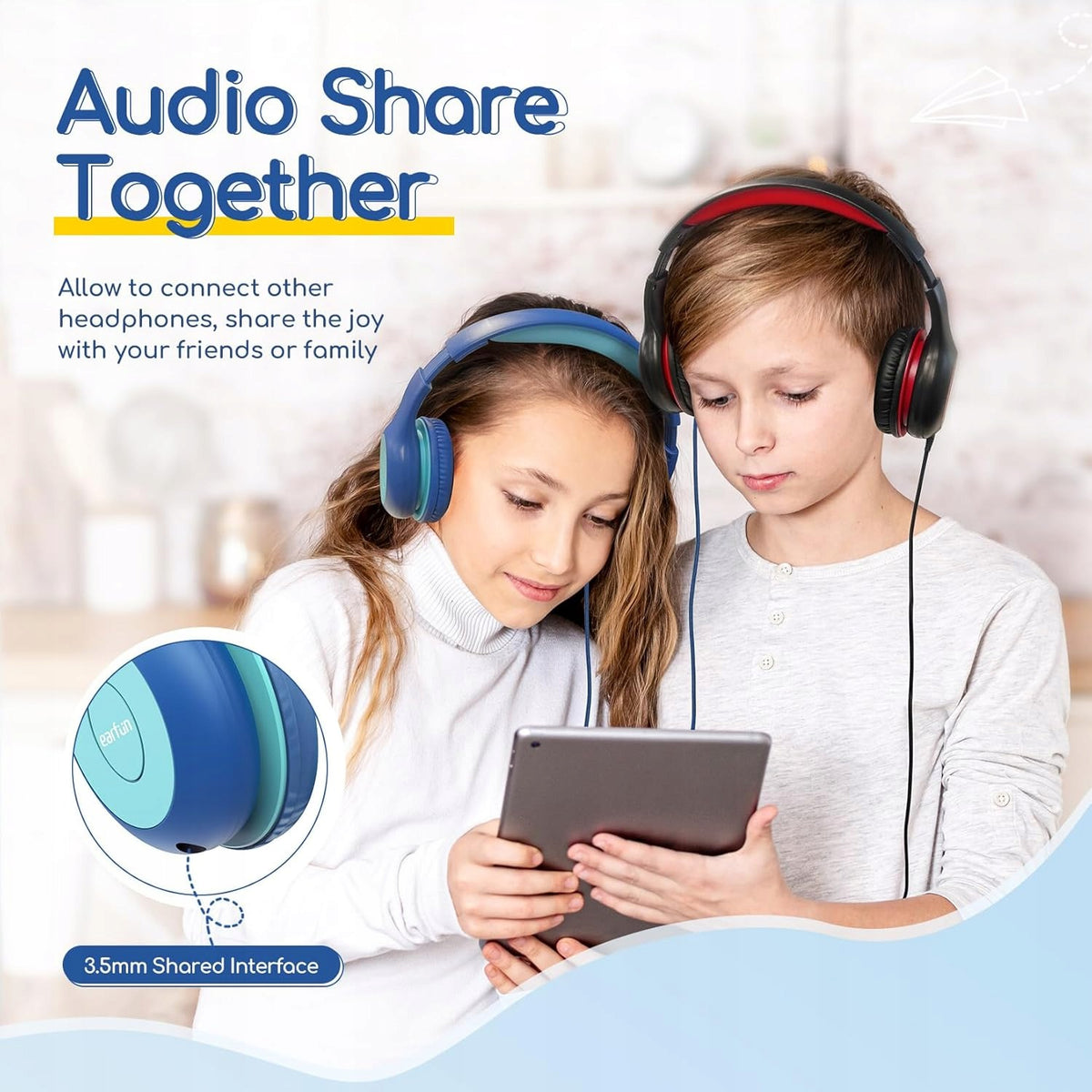 EarFun Kids Headphones with Cable, Hearing Protection, Comfortable, Adjustable Brand no brand