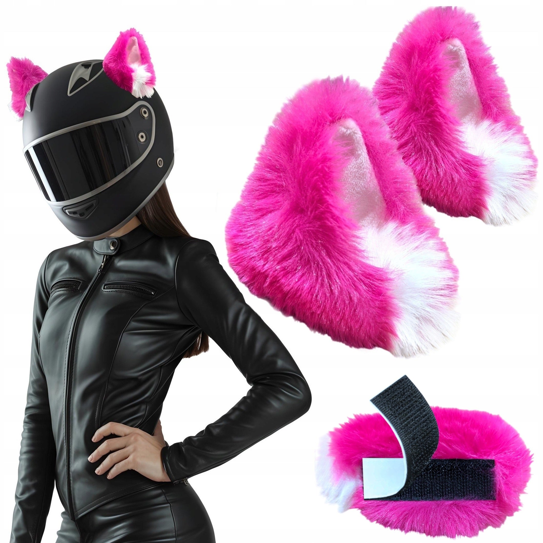 Ears for helmet fur 2 pcs Pink