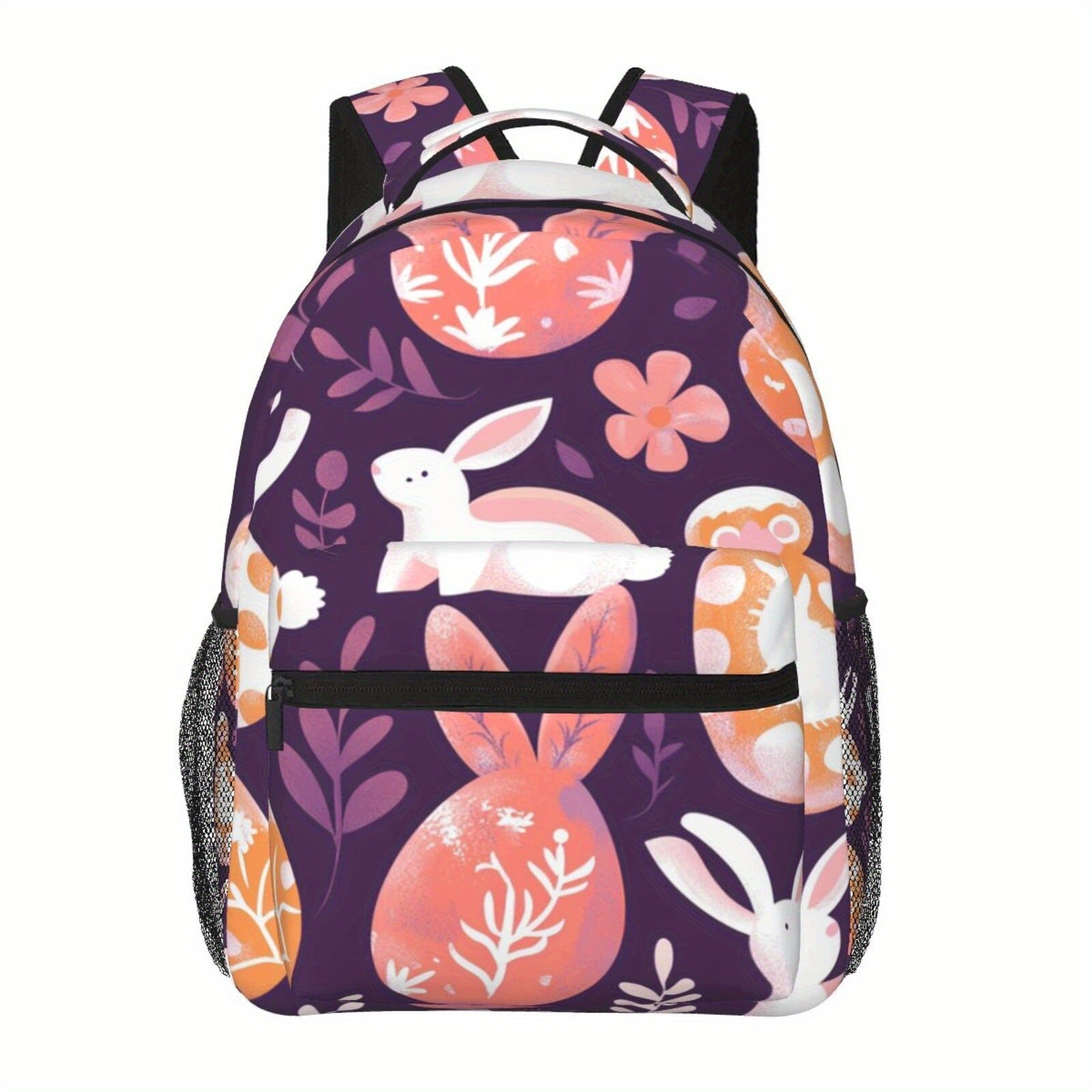 Easter Bunny Print Backpack with Adjustable Strap - Large Capacity for School & Travel