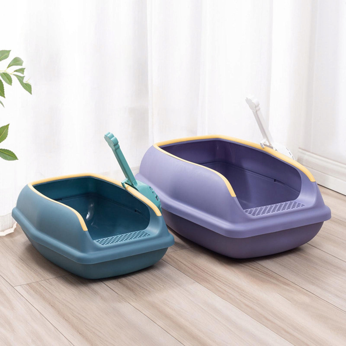 Easy Entry Cat Litter Box with High Rim, Removable PP Toilet, L Violet Manufacturer code 02664065794