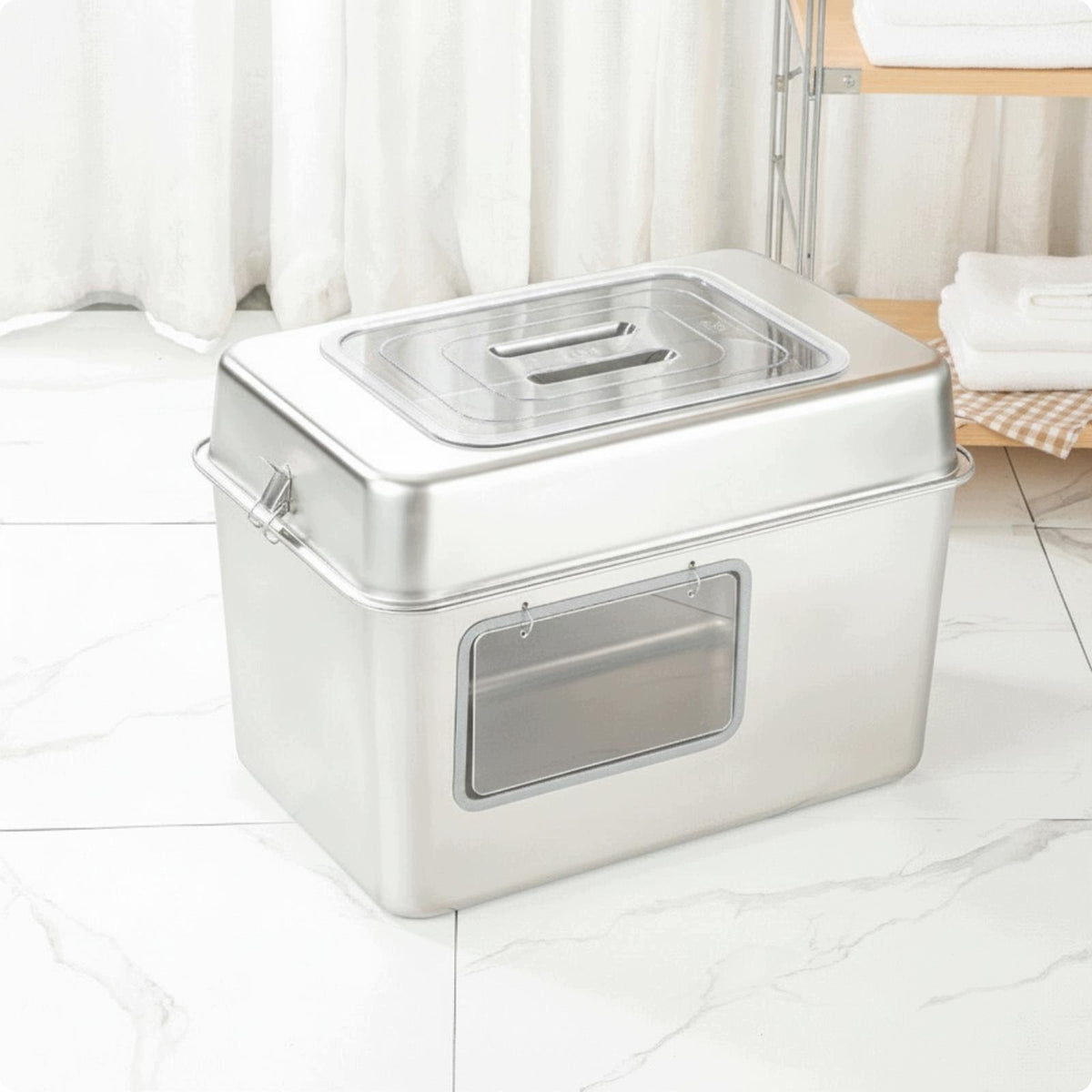 Easy to Clean Enclosed Cat Cat Toilet | Includes spoon and Anti Side Open