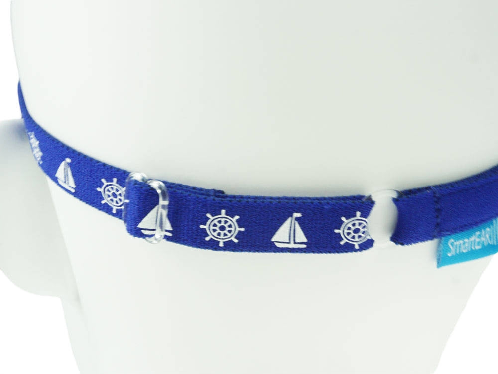 EasyFlex ULTRA headband for hearing aids/implants - sailboat pattern - L Batteries included no
