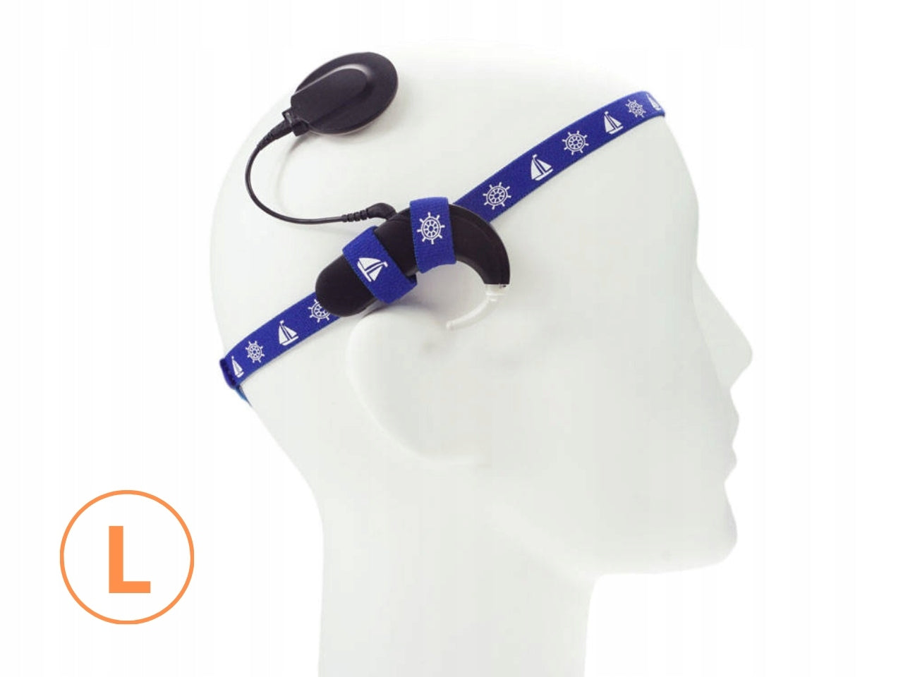 EasyFlex ULTRA headband for hearing aids/implants - sailboat pattern - L