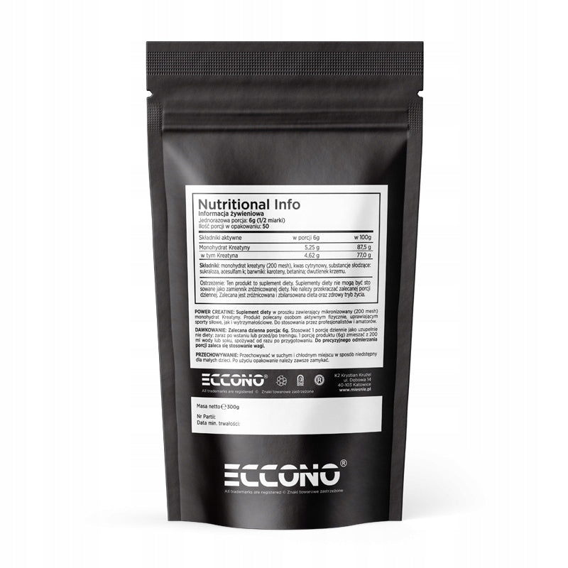Eccono POWER CREATINE 300g CREATINE MONOHYDRATE Tropical fruit Brand Eccono
