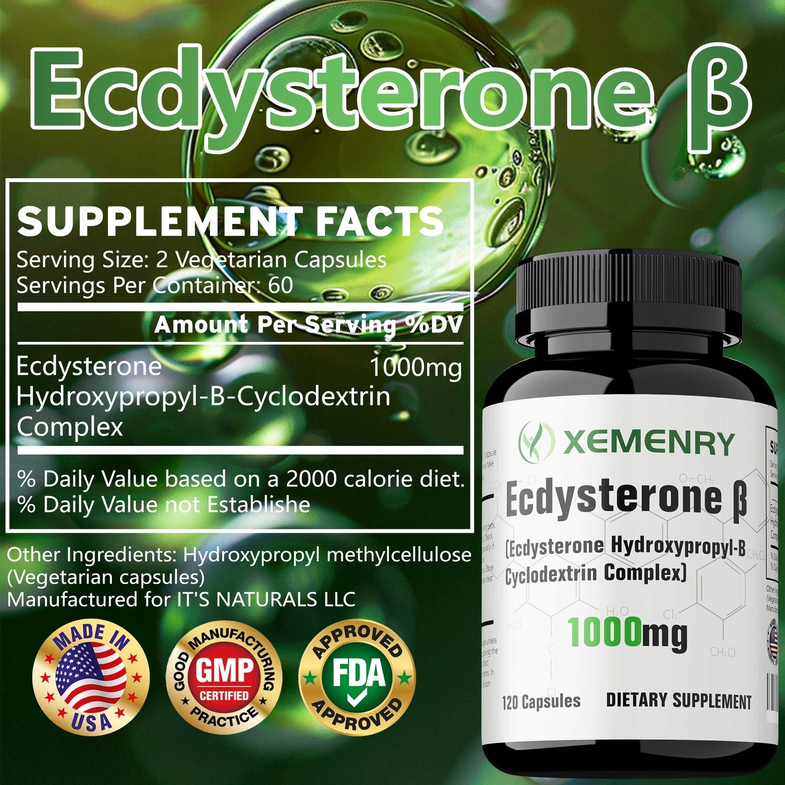 Ecdysterone 1000 mg – improving muscle strength and recovery, muscle health Expiration date at least 1 year from the date of purchase