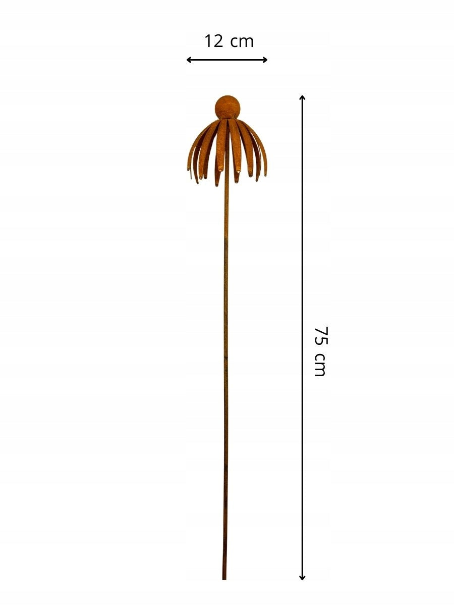 Echinacea flower 3D 75cm | metal decoration on rod | natural rust Manufacturer code 501.339.022-02