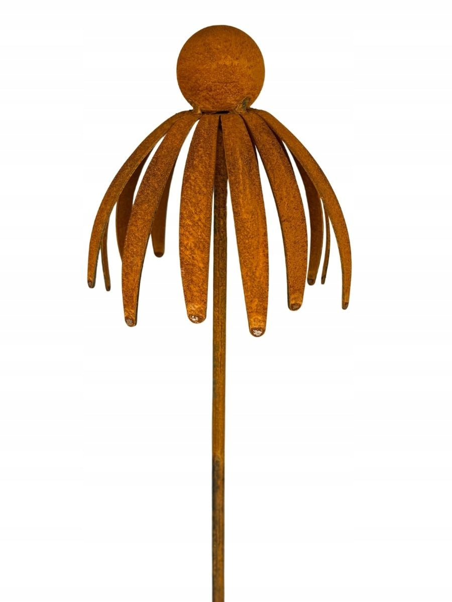 Echinacea flower 3D 75cm | metal decoration on rod | natural rust