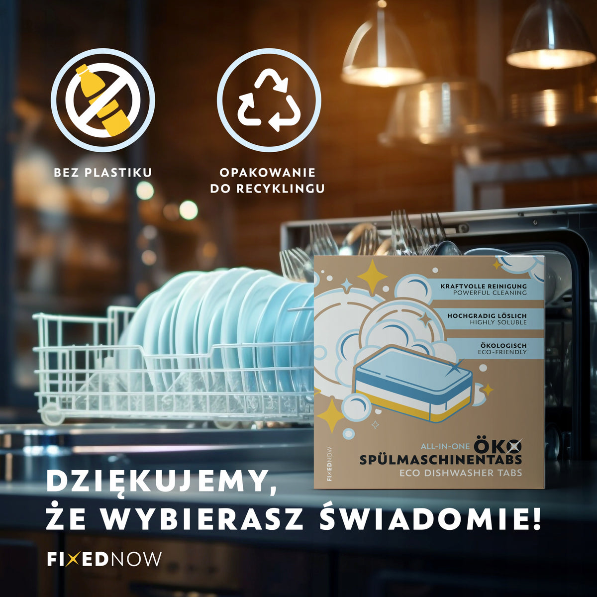 Eco-Friendly Dishwasher Tablets 30pcs 3 in 1 ALL IN ONE ECO Plastic Free Trade name other