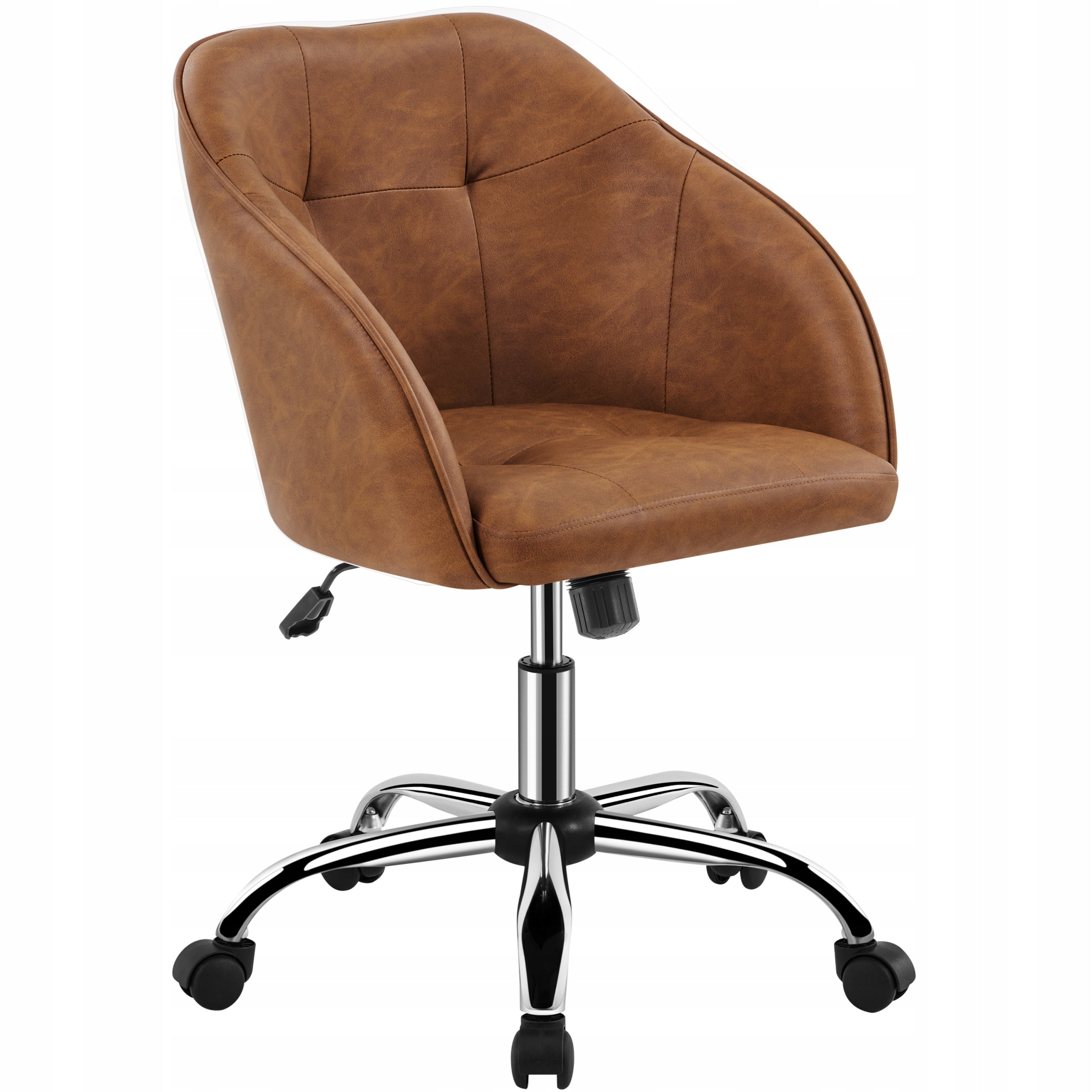 Eco Leather Office Chair, Retro Style, Swivel, Armrests, Brown