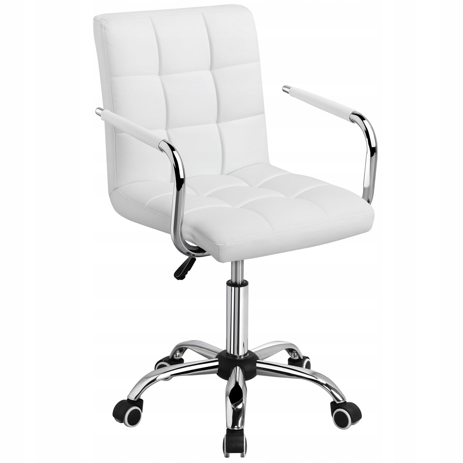 Eco Leather Swivel Office Chair with Armrests, White