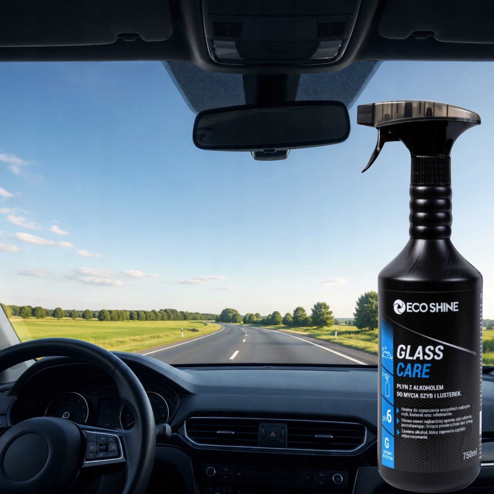 Eco Shine GLASS CARE 750 ml – liquid for car windows without streaks Packaging status original