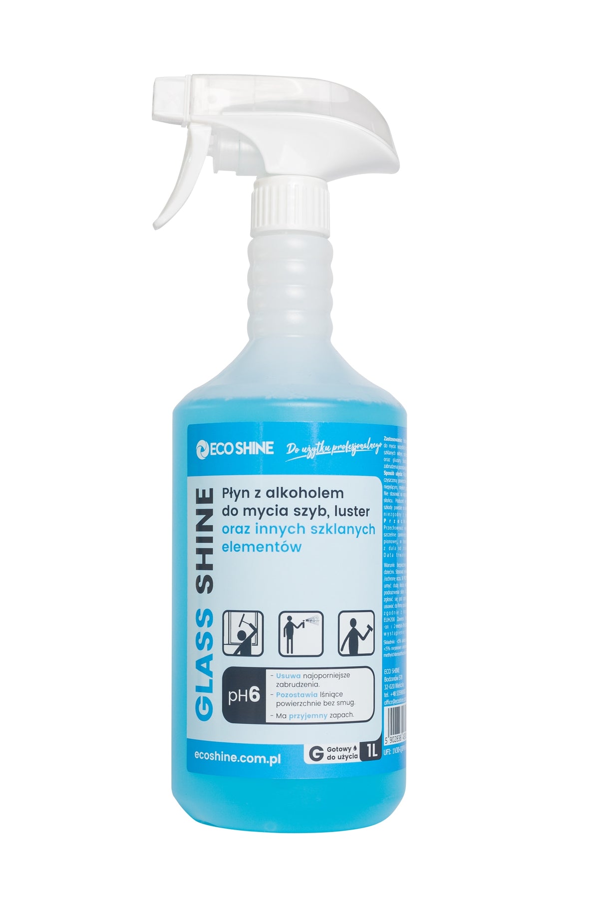 Eco Shine Glass Liquid for cleaning windows and mirrors spray without streaks 1L
