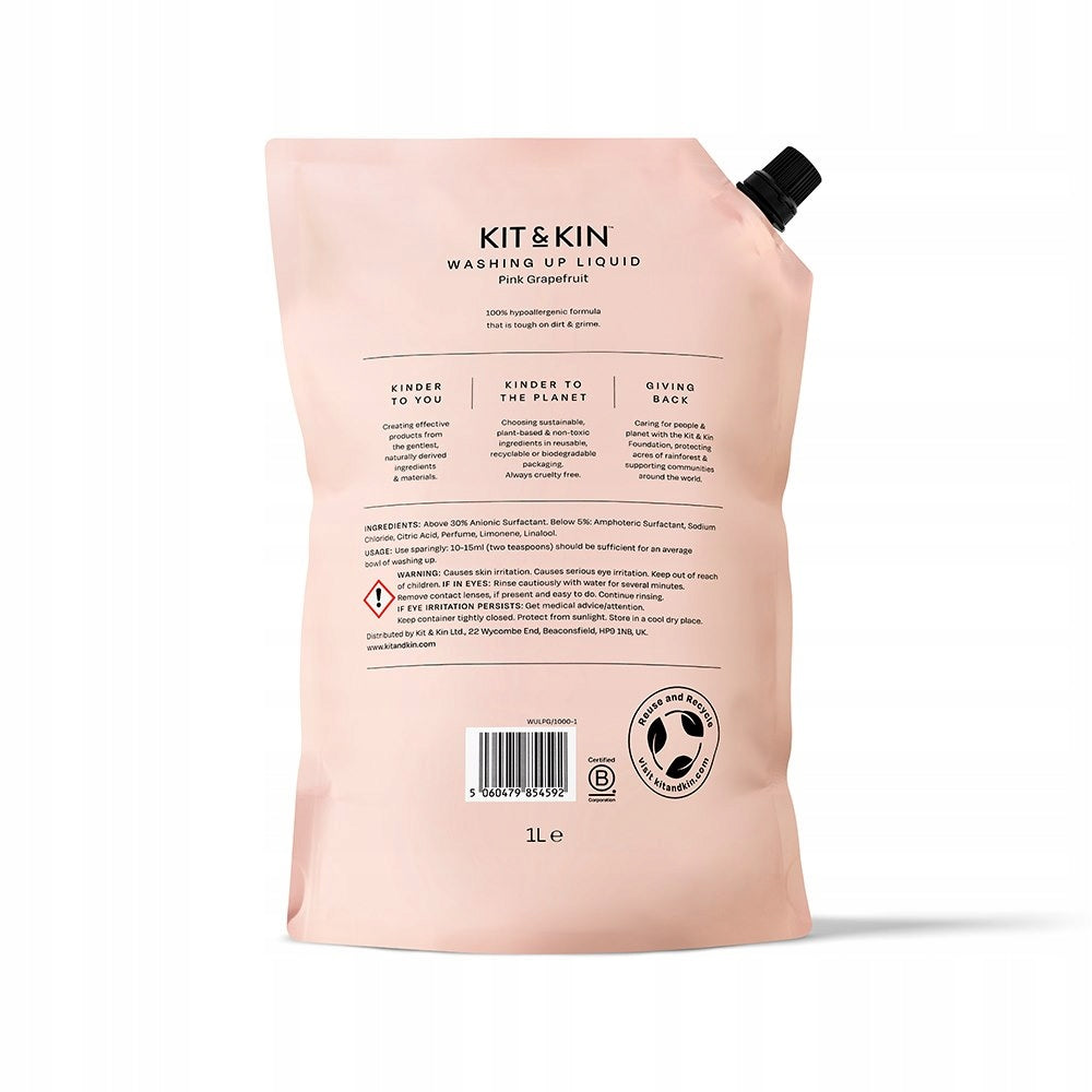 Eco-friendly natural dishwashing liquid Kit & Kin 1l Packaging status original