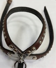 Eco leather harness with zircons 35cm red Packaging status original