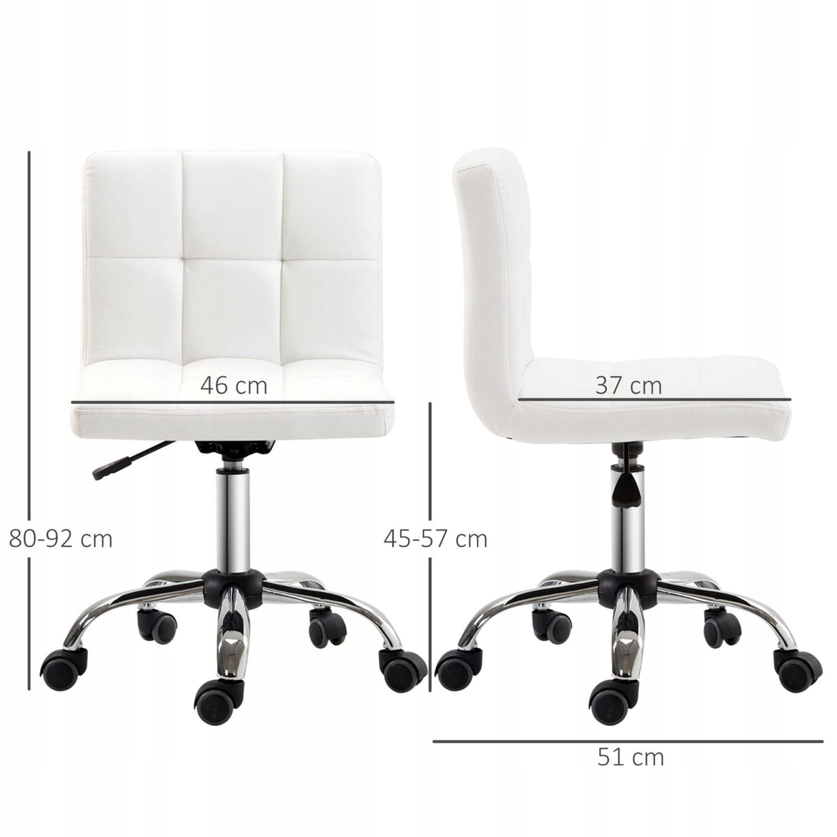 Eco-leather swivel office chair, steel, 5 wheels, white Brand no brand
