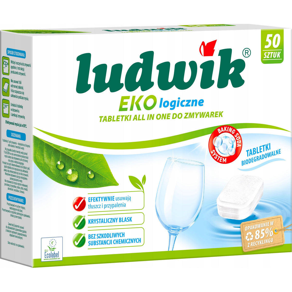 Eco tablets for dishwasher LUDWIK Eco-friendly All in One Biodegradable 50