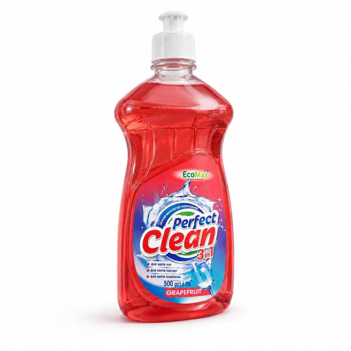 EcoMax Perfect Clean 3in1 Grapefruit Dishwashing Liquid 500g Packaging status original