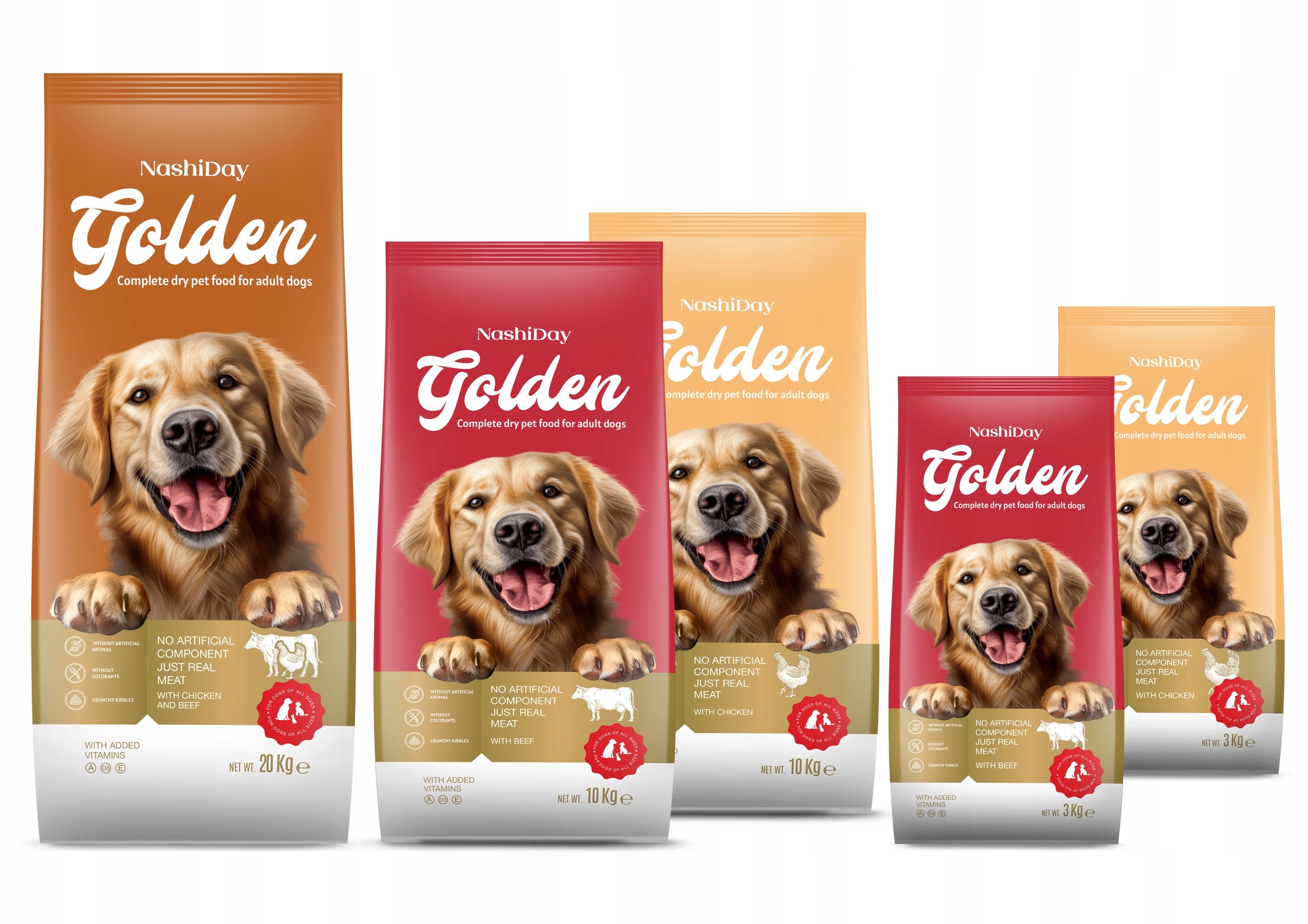 Economical Dry Dog Food with Beef Golden Dog 10 kg Brand Golden Dog