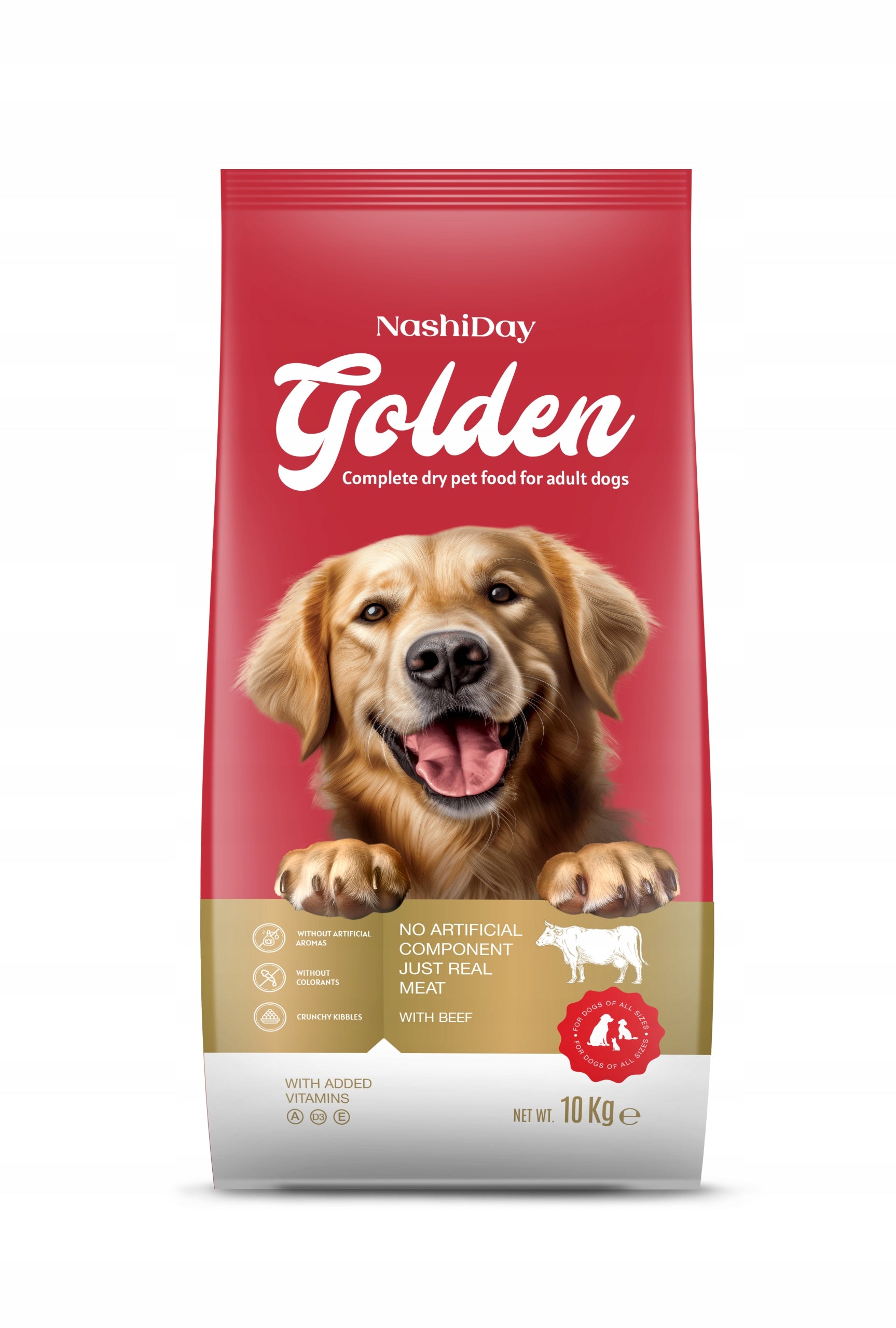 Economical Dry Dog Food with Beef Golden Dog 10 kg