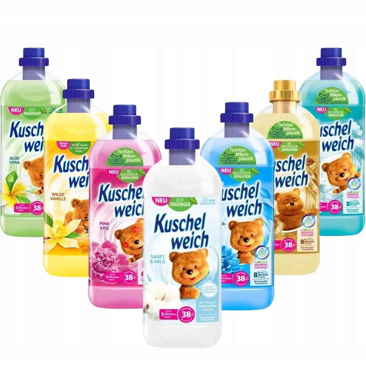 Economical Fabric Rinse Liquid Set 7x1 L GERMAN Aromatic Packaging status original