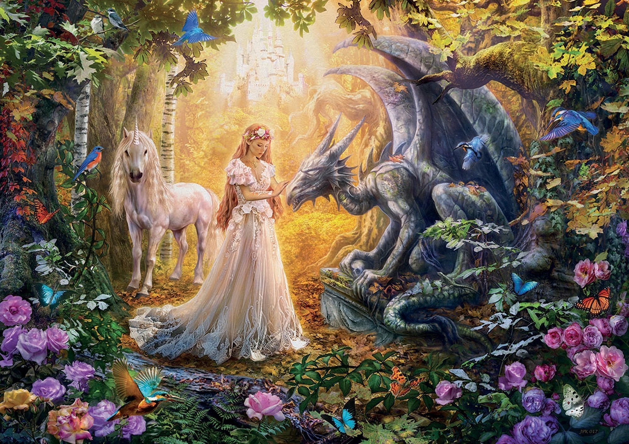 Puzzle Prinzessin, Drache und Einhorn, 1500 Teile 
