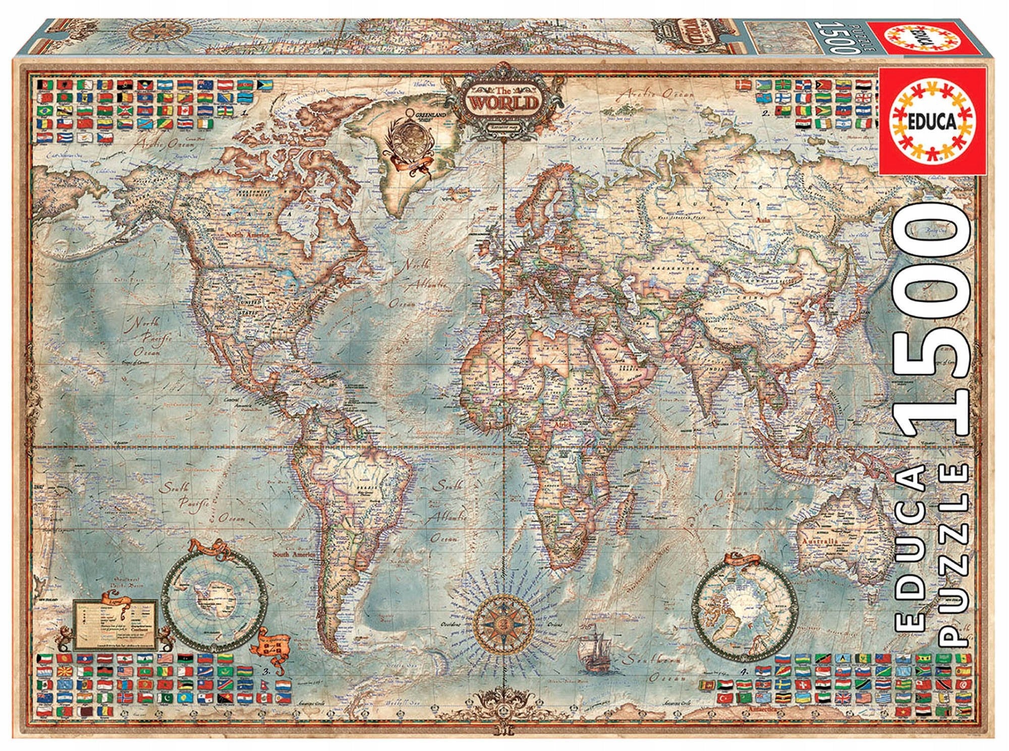 Weltkartenpuzzle, 1500 Teile 