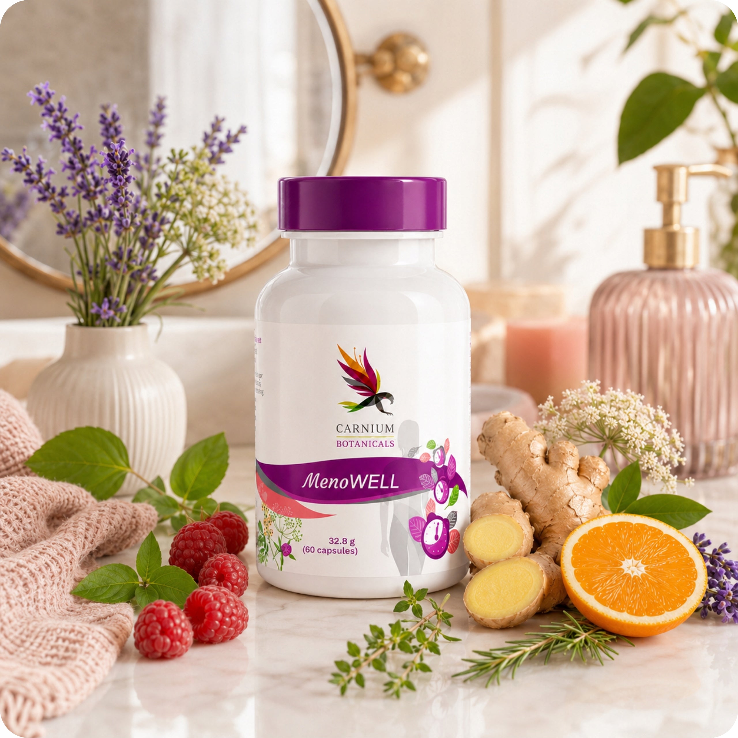Effectively Relieves Menopause Symptoms 100% Natural Ingredients MenoWell 60pcs Brand CARNIUM BOTANICALS