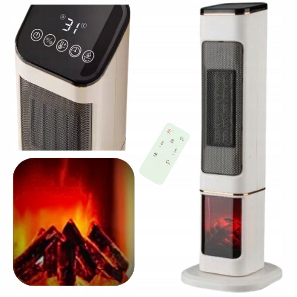 Efficient Electric Column Heater Remote Control 2000W Farelka With Fireplace 3D