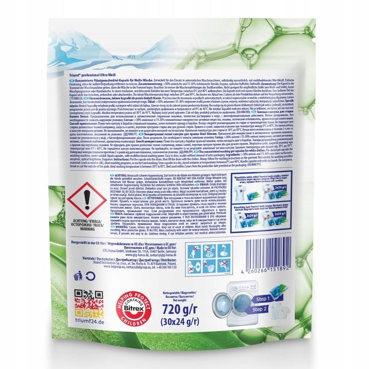 Efficient ULTRA WEISS Washing Capsules 30 Pcs Effective For White Fabrics