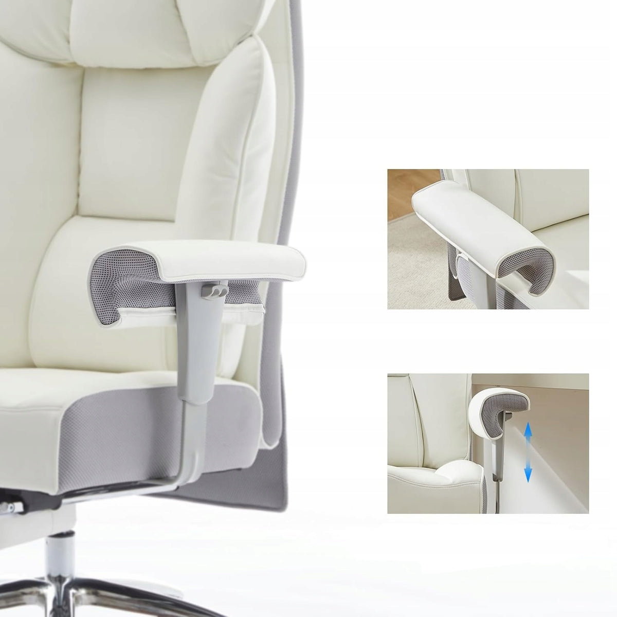 Efomao Office Chair Ergonomic Faux Leather Lumbar Headrest Gaming White Brand no brand