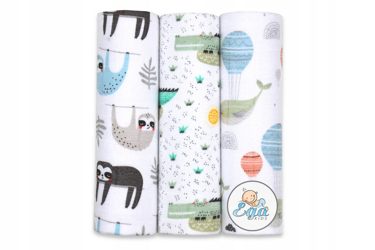 Ega Kids Set of 3pcs Bamboo Diapers 60/60 SET 8 Sloth Packaging status original
