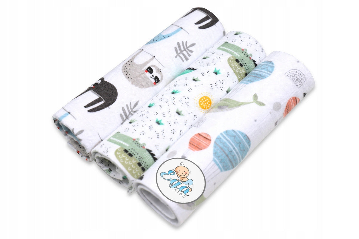 Ega Kids Set of 3pcs Bamboo Diapers 60/60 SET 8 Sloth