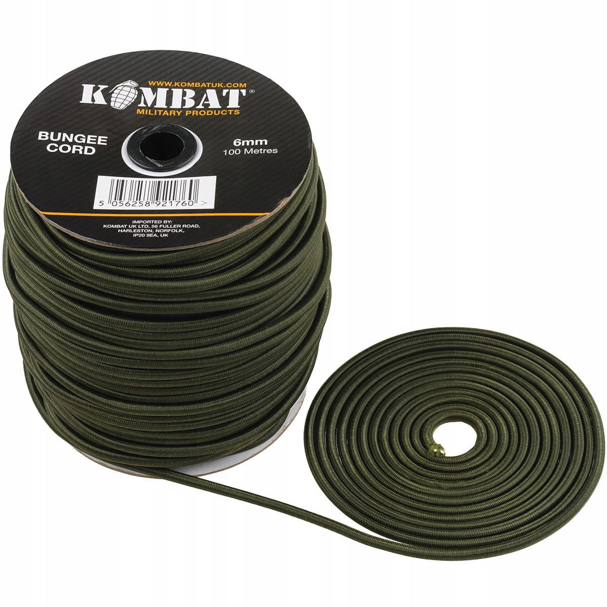 Elastic Expandor Cable Rubber Thick KOMBAT UK 6mm Per Meter Green Olive