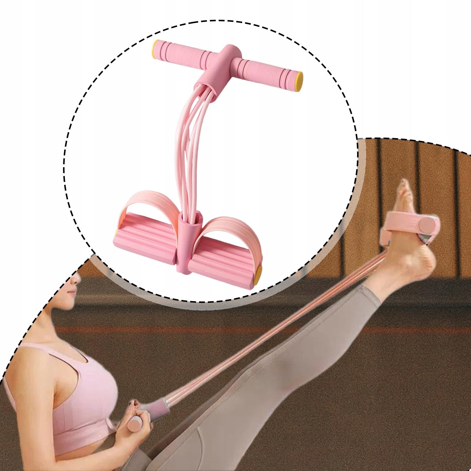 Elastic Pedal Puller Resistance Band Elastic Sit up Pull Rope Tension pink Width 1 mm