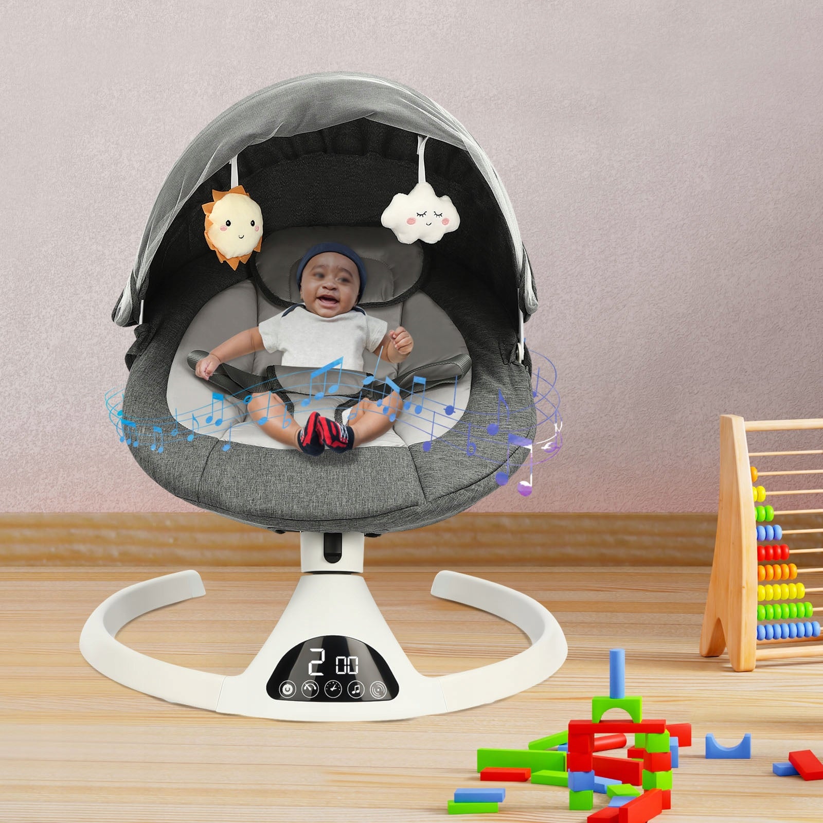 Electric Baby Rocking Chair 0-12 Months 12kg Bluetooth Remote 5 Amplitudes Manufacturer code FL041613