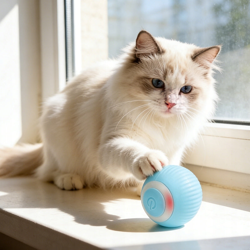 Electric Ball Cat Dog Toy Vibration, LED Light, USB Charging Manufacturer code Purrtiny9607