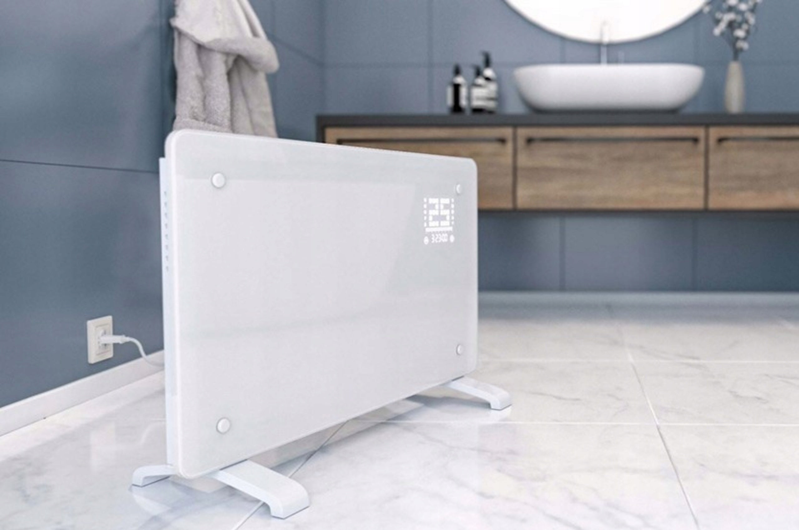 Electric Bathroom Convector Heater 1000W White LCD Display Packaging status original