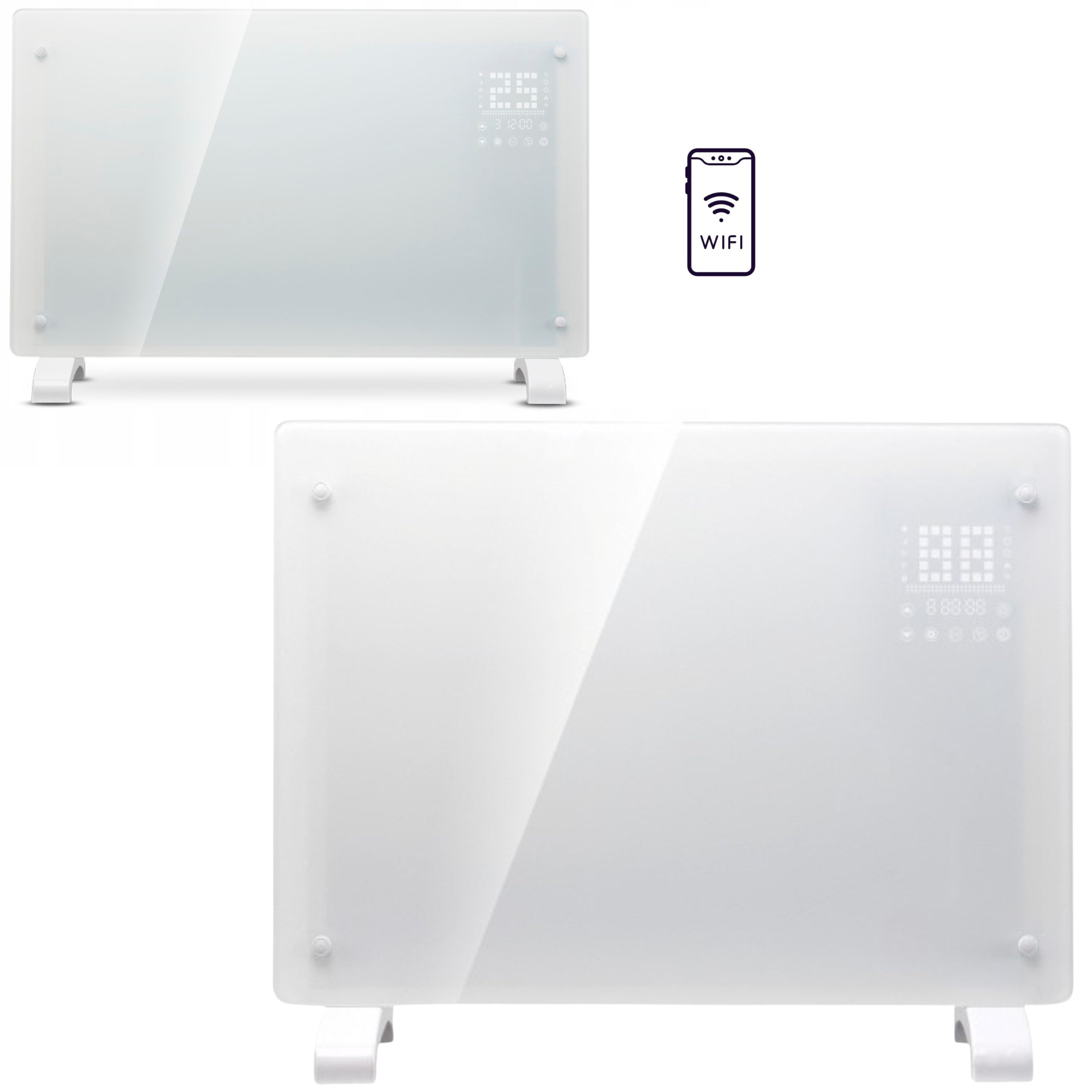 Electric Bathroom Convector Heater 1000W White LCD Display