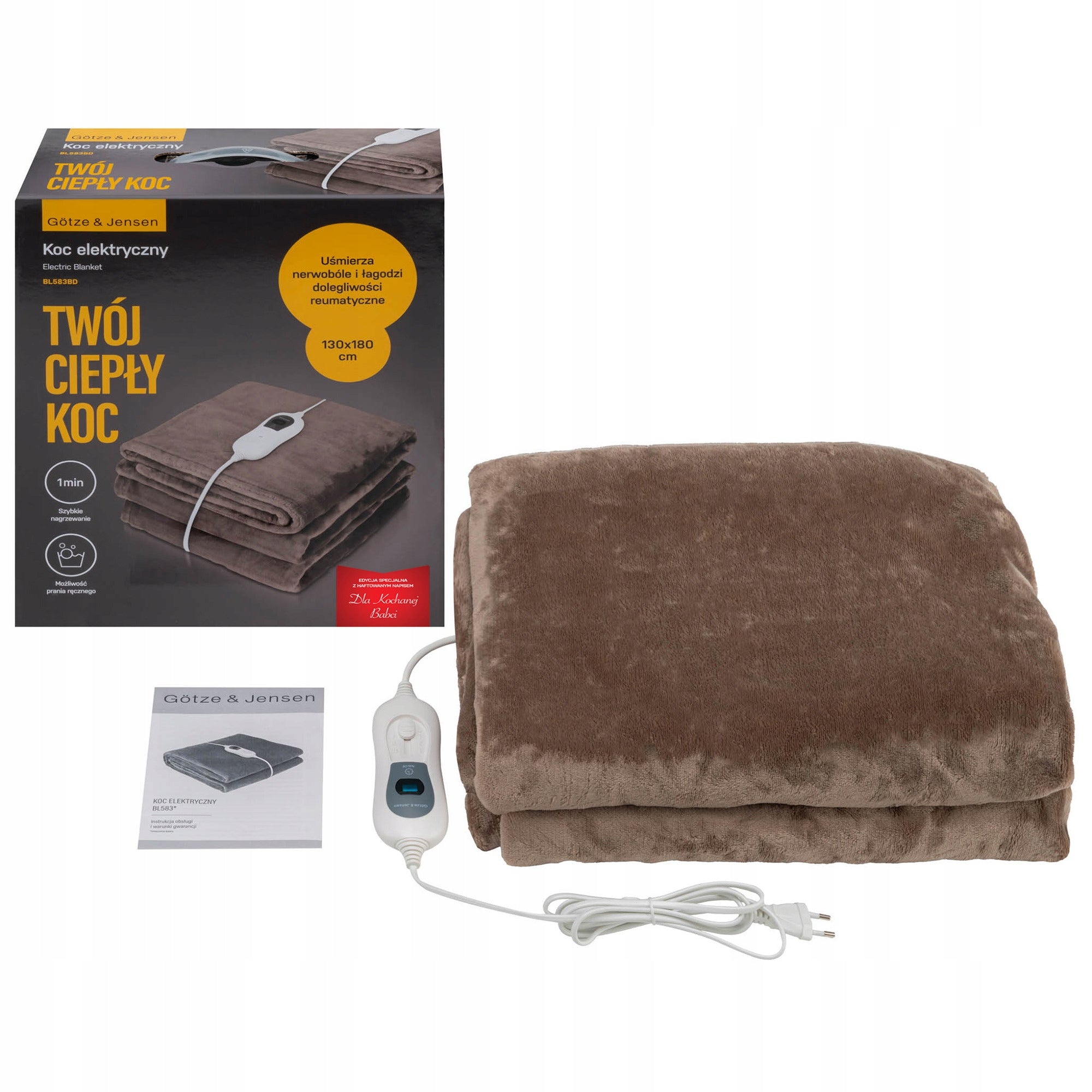 Electric Blanket GÖTZE & JENSEN BL583BD For Grandma Brown