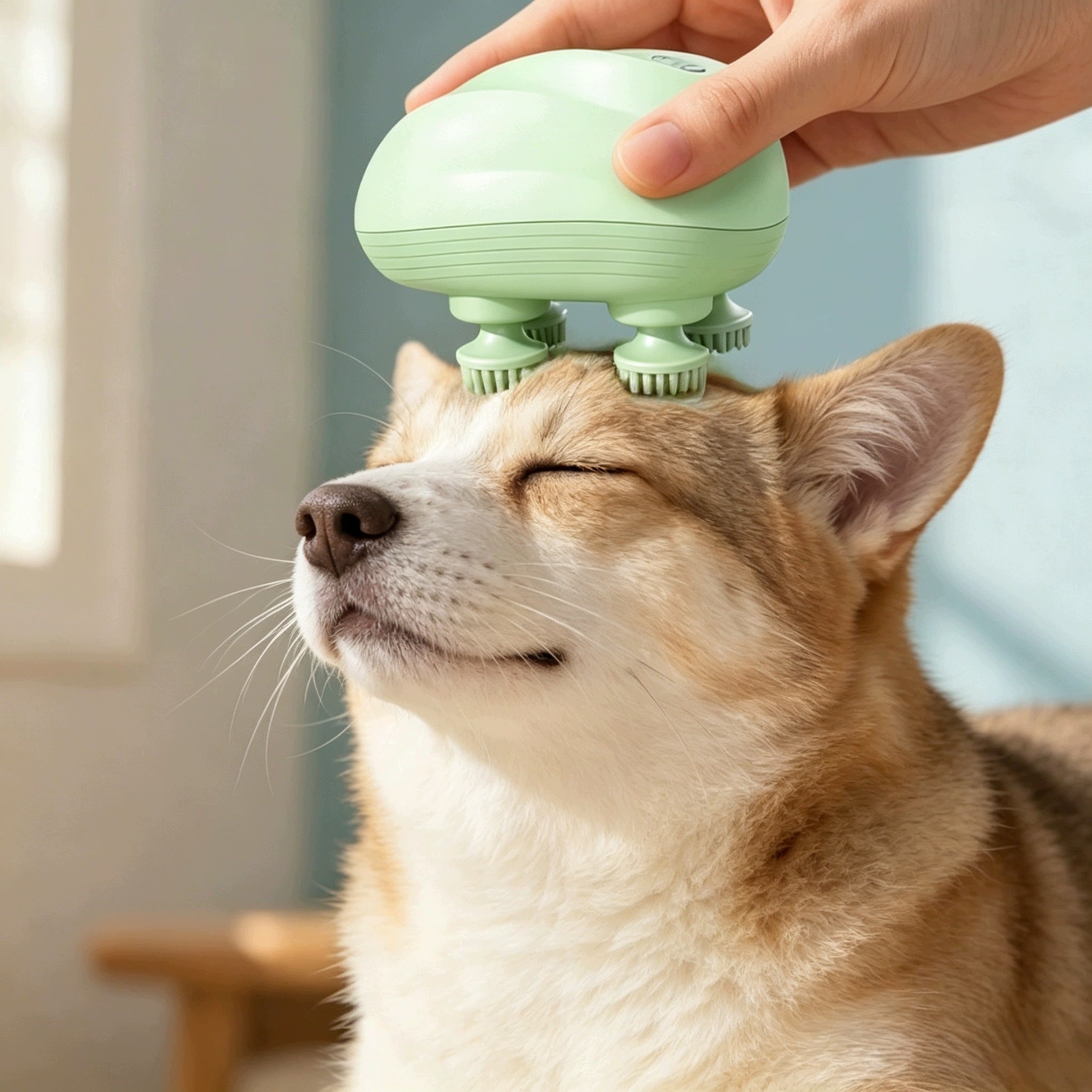Electric Cat and Dog Massager Relaxing Brush USB Quiet Packaging status original