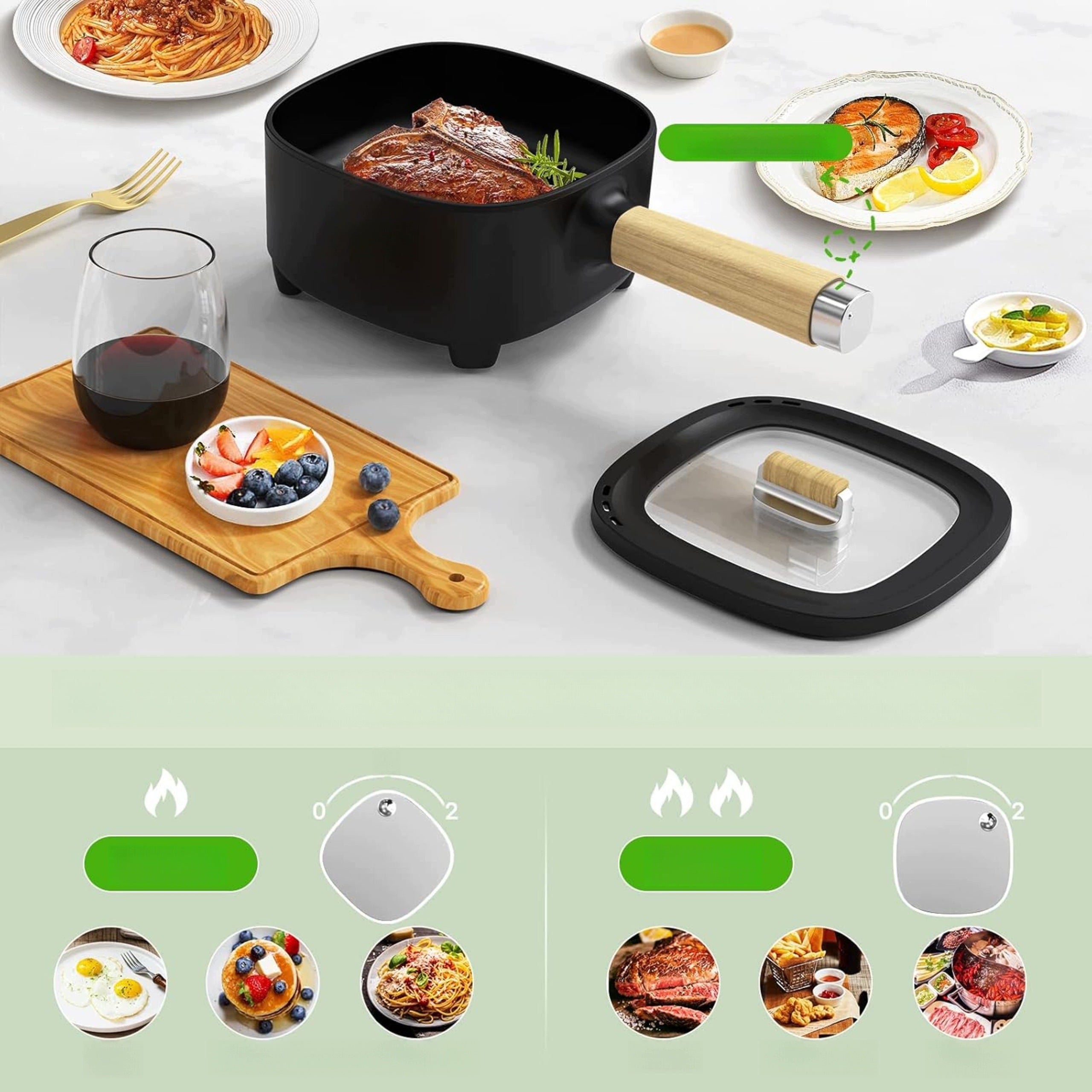 Electric Ceramic Pan 2l 800W Nonstick Touch Panel Brand no brand