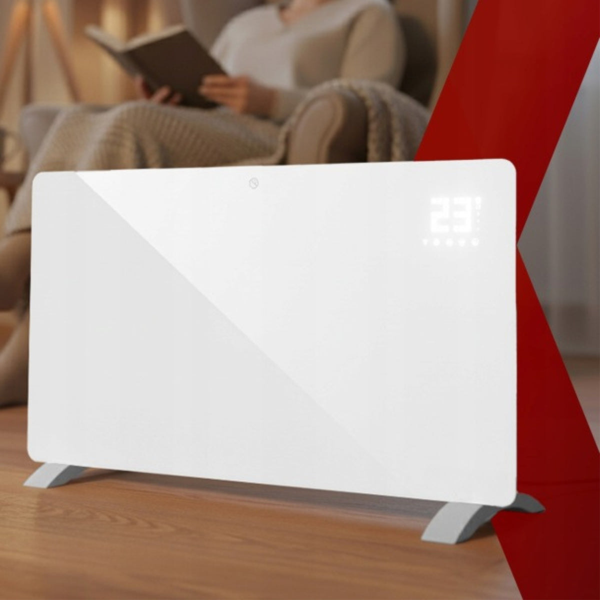 Electric Convector Heater Energy Saving Glass LED 2500W White Brand no brand