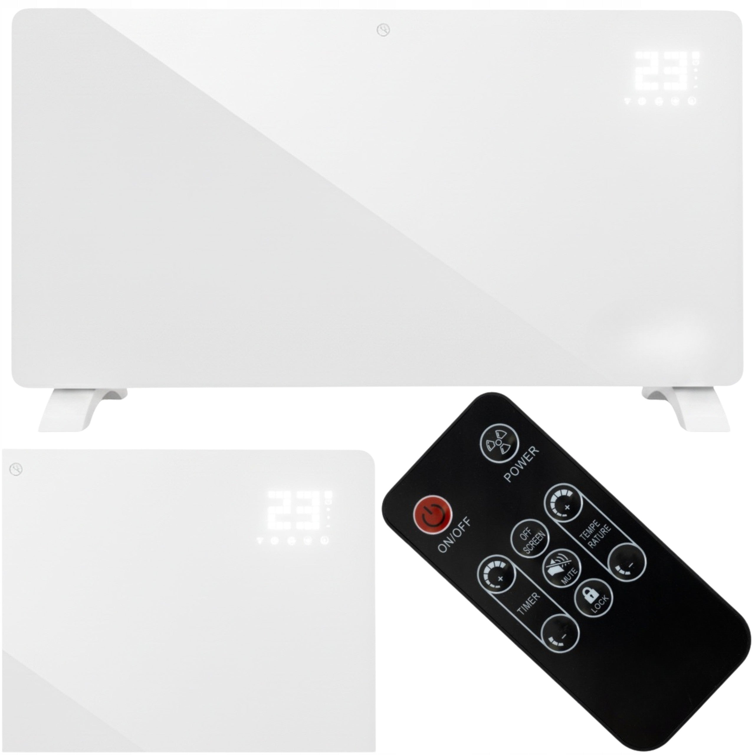 Electric Convector Heater Energy Saving Glass LED 2500W White