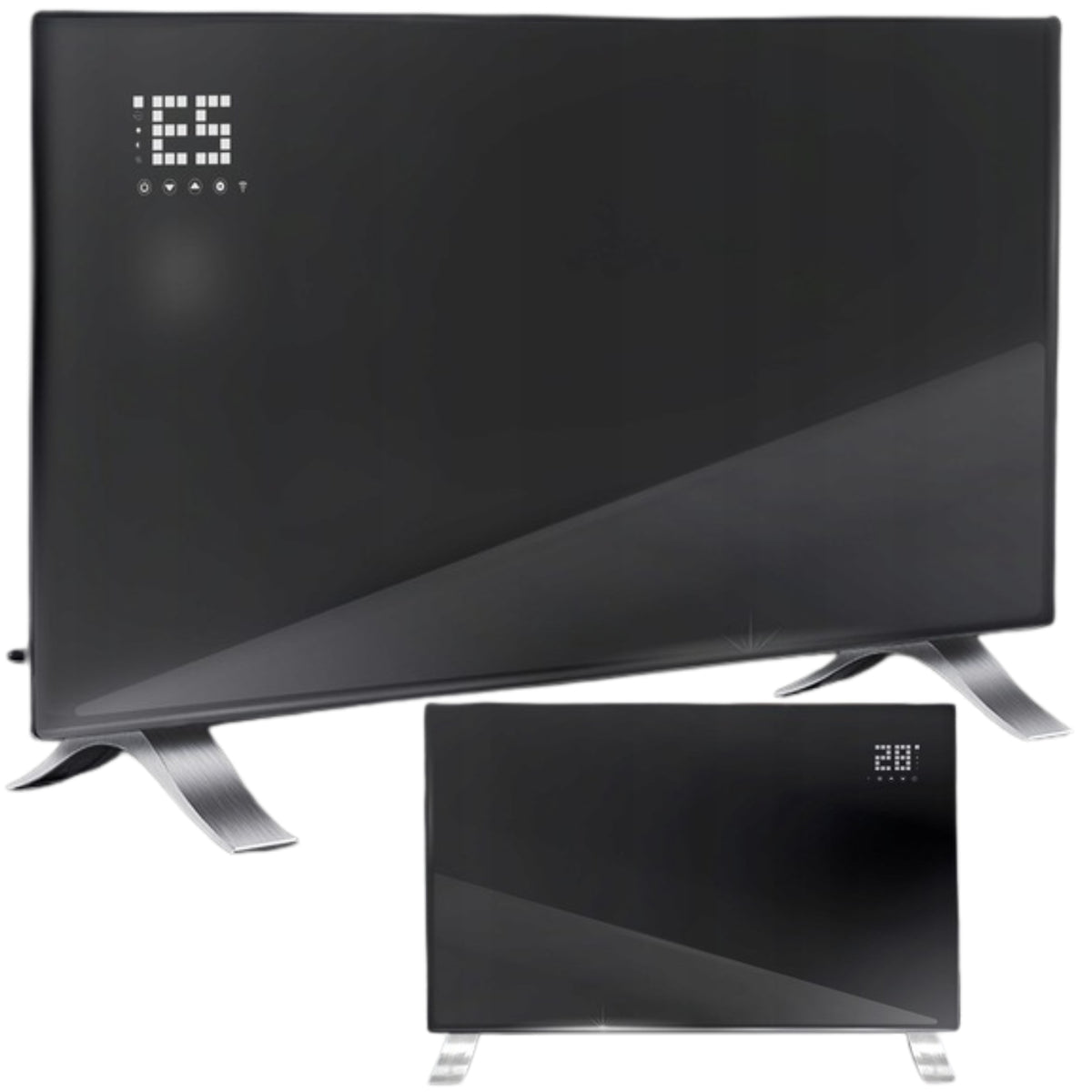 Electric Convector Heater Energy Saving Glass LED Black 2400W